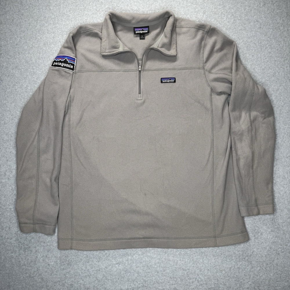 Patagonia Micro D Pullover Mens Large Gray Fleece Quarter Zip Casual Sweater
